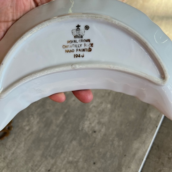 Royal Crown Chantilly Rose Crescent Bone Dish Hand Painted by D. Kent japan - Picture 7 of 8